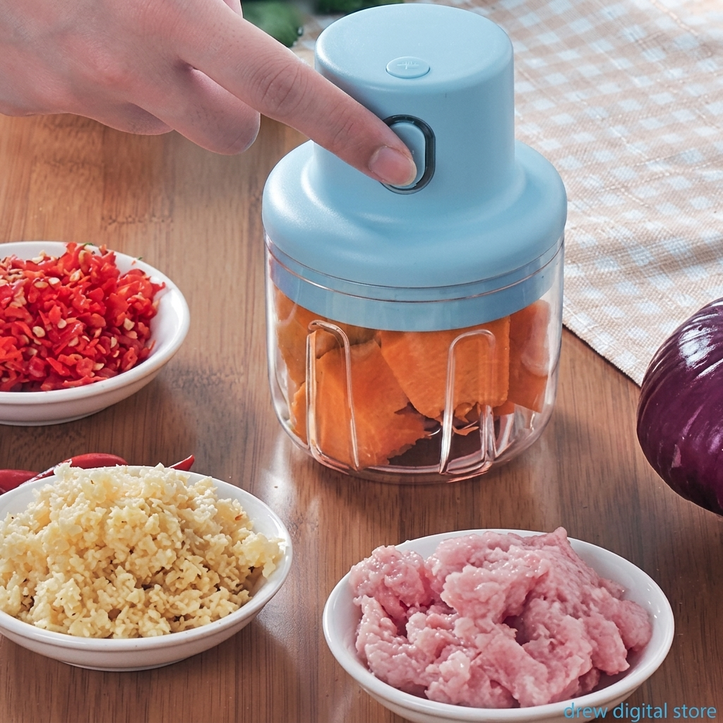 Drew™ QuickChop Wireless Electric Chopper – Onion, Garlic & Masala in Seconds