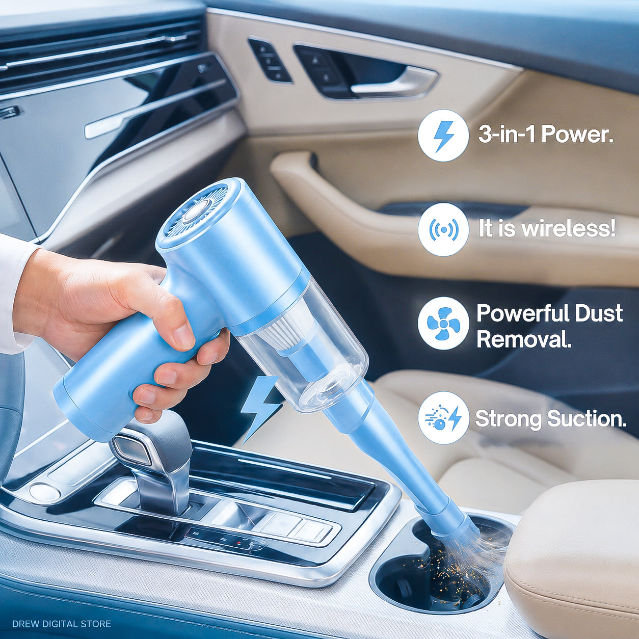 Drew™ TurboClean 3-in-1 Dust Buster – Home, Car & Keyboard