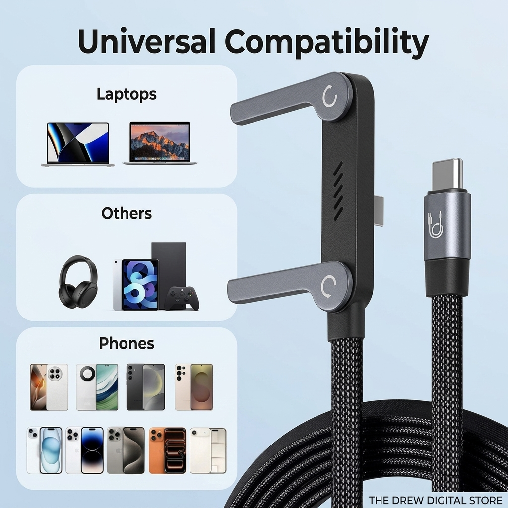 Drew FlexCharge universal compatibility with phones, laptops and tablets