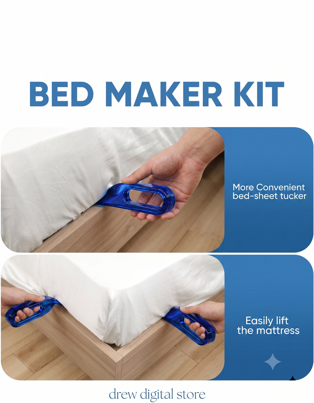 Using the Drew BedEase to lift the mattress and tuck the bed sheet