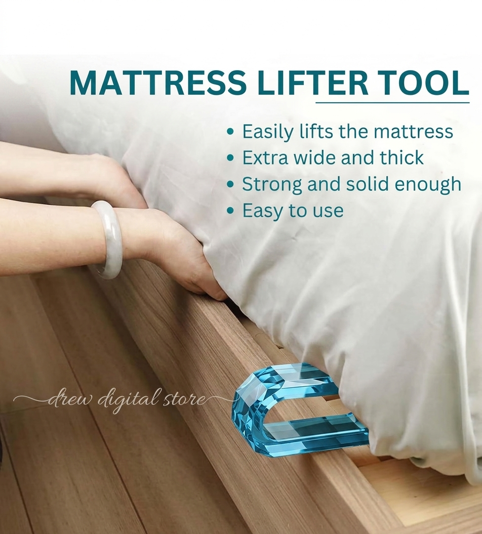 Drew BedEase mattress lifter tool lifting a mattress to tuck sheets